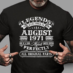 Vintage Born In August 1971 Man Myth Legend 49 Years Old Birthday Shirt mens vintage 1971 t shirt - Scotstee Shop
