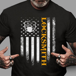 Scotstee Shop - Vintage USA Locksmith American Flag Patriotic Funny Gift 4th Of July Shirt Locksmith T Shirt