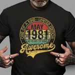 Vintage May 1981 40 Years Born In 1981 40th Birthday Gift Birthday Shirt Funny 40th Birthday T Shirts - Scotstee Shop