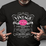 Vintage 1934 Birthday All Original Parts Gifts Birthday Shirt - Scotstee Shop