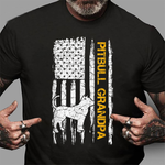 Scotstee Shop - Vintage USA American Flag Pitbull Grandpa Pittie Silhouette 4th Of July Shirt