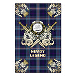 Scotstee Shop - Scotstee Shop Nevoy Clan Crest Golf Courage Gold Thistle Tartan Garden Flag