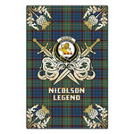 Scotstee Shop - Scotstee Shop Nicolson Hunting Ancient Clan Crest Golf Courage Gold Thistle Tartan Garden Flag