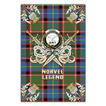 Scotstee Shop - Scotstee Shop Norvel Clan Crest Golf Courage Gold Thistle Tartan Garden Flag