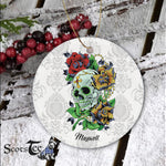 Sugar Skull Ornament Personalized Ornaments Sugar Skull Flowers Day Of Dead Dia Muertos Halloween Ornament Gift - Scotstee Shop