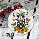 Sugar Skull Ornament Dia de los Muertos Monarch Butterfly Sugar Skull Cat Gift - Scotstee Shop