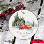 Scotstee Shop - Personalize Name Family New Home Holiday Moving Announcement Truck Ceramic Ornament Gift Christmas