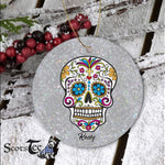 Sugar Skull Ornament Personalized Ornaments Sugar Skull Glitter Gift Happy Halloween Ornament Gift - Scotstee Shop