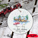 Scotstee Shop - Personalize Name Family Country Home & Red Truck New Home Name Christmas Ornament, , Our First Christmas Circle Ornament