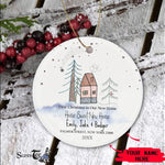 Scotstee Shop - Personalize Name Family First Christmas in New Home Cute Doodle House Ornament, First Christmas In Our New Home Ornament