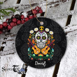Sugar Skull Ornament Personalized Ornaments Flower Guitar Skull of the Dead Gift Happy Halloween Ornament Gift - Scotstee Shop