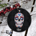 Sugar Skull Ornament Personalized Ornaments Sugar Skull 4th of July Gift Happy Halloween Ornament Gift - Scotstee Shop