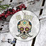 Sugar Skull Ornament El Jefe Shirt Men Mexican Boss Sugar Skull Of The Dead Happy Halloween Ornament Gift - Scotstee Shop