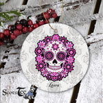 Sugar Skull Ornament Personalized Ornaments Purple Sugar Skull Gift Happy Halloween Ornament Gift - Scotstee Shop
