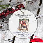 Scotstee Shop - Personalize Name Family Family of Three First Christmas Ornament, First Christmas In Our New Home Circle Ornament