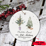 Scotstee Shop - Our First Christmas Circle Ornament Personalize Name Family Tree First Christmas In Our New Home Photo Ceramic Ornament