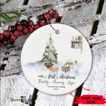 Scotstee Shop - Personalize Name Family First Christmas as a Family of Three Ceramic Ornament