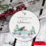Scotstee Shop - Personalize Name Family First Christmas as Mr & Mrs Home Xmas Ceramic Ornament, First Christmas In Our New Home Ornament