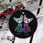 Sugar Skull Ornament personalized ornaments Day of Dead Sugar Cats Skeleton Skull Happy Halloween Ornament Gift - Scotstee Shop
