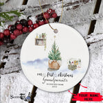 Scotstee Shop - Personalize Name Family First Christmas As Grandparents Watercolor Tree Ornament