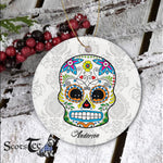 Sugar Skull Ornament Personalized Ornament Sugar Skull Day of Dead Dia de los Muertos Halloween Gift - Scotstee Shop