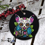 Sugar Skull Ornament Chihuahua Sugar Skull Mexico Dog Calavera Dia De Los Muertos Halloween Ornament Gift - Scotstee Shop