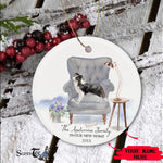 Scotstee Shop - Personalize Name Family Border Collie Dog We've Moved Christmas Ornament