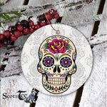 Sugar Skull Ornament Day of Dead Sugar Skull with Rose Happy Halloween Ornament Gift Halloween Tree Decorations Halloween Gift - Scotstee Shop