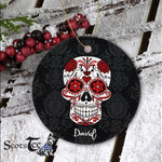 Sugar Skull Ornament Personalized Ornaments Flower Sugar Skull Halloween Gift Happy Halloween Ornament Gift - Scotstee Shop