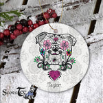 Sugar Skull Ornament Personalized Ornaments English Bulldog Sugar Skull Calavera Bulldog Sugar Skull Happy Halloween Ornament Gift - Scotstee Shop