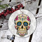 Sugar Skull Ornament Day of Dead Sugar Skull with Cross Happy Halloween Ornament Gift Halloween Tree Decorations Halloween Gift - Scotstee Shop