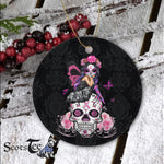 Sugar Skull Ornament Fairy Sugar Skull Breast Cancer Butterfly Pink Ribbon Happy Halloween Ornament Gift - Scotstee Shop