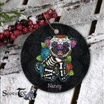 Sugar Skull Ornament Personalized Ornaments Pug Sugar Skull Mexico Dog Calavera Dia De Los Muertos Gift - Scotstee Shop