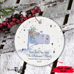 Scotstee Shop - Personalize Name Family Mailbox Our First Christmas in our new home Ceramic Ornament, Home Sweet New Home Christmas Ornament