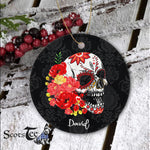 Sugar Skull Ornament Personalized Ornaments Flower Skull Sugar Roses Women Halloween Gift Happy Halloween Ornament Gift - Scotstee Shop