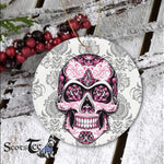Sugar Skull Ornament Breast Cancer Pink Sugar Skull Halloween Ornament Gift - Scotstee Shop