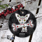 Sugar Skull Ornament Personalized Ornaments Dia De Los Muertos Sugar Skull Chihuahua Happy Halloween Ornament Gift - Scotstee Shop