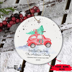 Scotstee Shop - Personalize Name Family First Christmas New Home For the Holidays Car Tree Ceramic Ornament, Home Sweet New Home Christmas Ornament