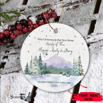 Scotstee Shop - Personalize Name Family 1st Christmas in Our New Home Christmas Ceramic Ornament