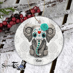 Sugar Skull Ornament Personalized Ornaments Sugar Skull Elephant Skull Of The Dead Halloween Gift Ornament - Scotstee Shop