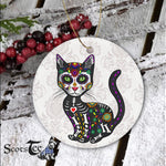 Sugar Skull Ornament Cute Sugar Skull Mexican Cat Halloween Day Of The Dead Happy Halloween Ornament Gift - Scotstee Shop
