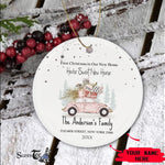 Scotstee Shop - Personalize Name Family Our First Christmas as a Family Watercolor Car Ceramic Ornament, First Christmas In Our New Home Ornament