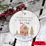 Scotstee Shop - Personalize Name Family Gingerbread House Ceramic Ornament, First Christmas In Our New Home Ornament
