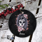 Sugar Skull Ornament Personalized Ornaments La Calavera Catrina Halloween Candy Sugar Skull Girl Gift - Scotstee Shop