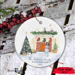 Scotstee Shop - Personalize Name Family Christmas Wishes New Home Fireplace Holiday New Home Christmas Gift Ornament