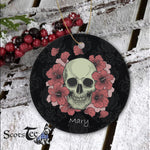 Sugar Skull Ornament Personalized Ornaments Floral Skull Dia de los Muertos Flower Hibiscus Happy Halloween Ornament Gift - Scotstee Shop