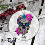 Sugar Skull Ornament Personalized Ornaments Sugar Skull Cool Bone Head Skulls Gift Halloween Ornament Gift - Scotstee Shop