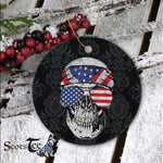 Sugar Skull Ornament American Flag Skull July 4th Halloween Ornament Gift - Scotstee Shop