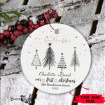 Scotstee Shop - Our First Christmas Circle Ornament Personalize Name Family Our New Home Minimalist Christmas Ceramic Ornament