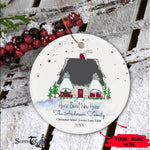 Scotstee Shop - Personalize Name Family First Christmas New Home Owners First Home Ceramic Ornament, Home Sweet New Home Christmas Ornament
